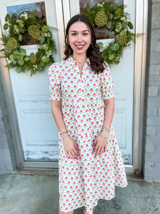 Molly Green Floral Fanfare Dress