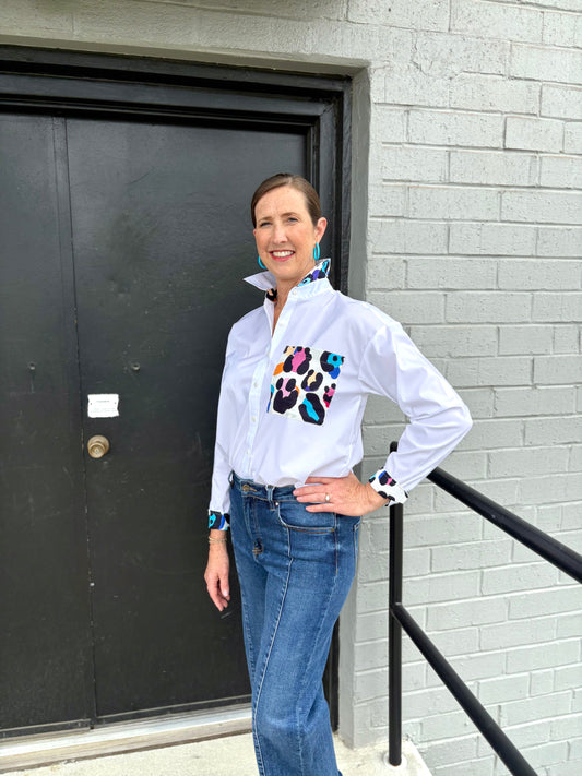 Marina Multicolor Leopard Long Sleeve Shirt