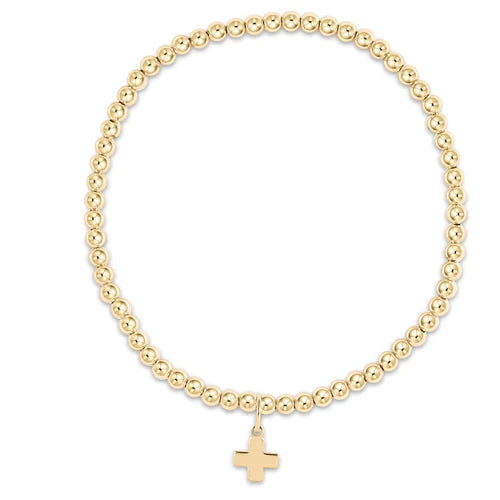 Extends - Classic Gold Bead Bracelet - Signature Cross Charm