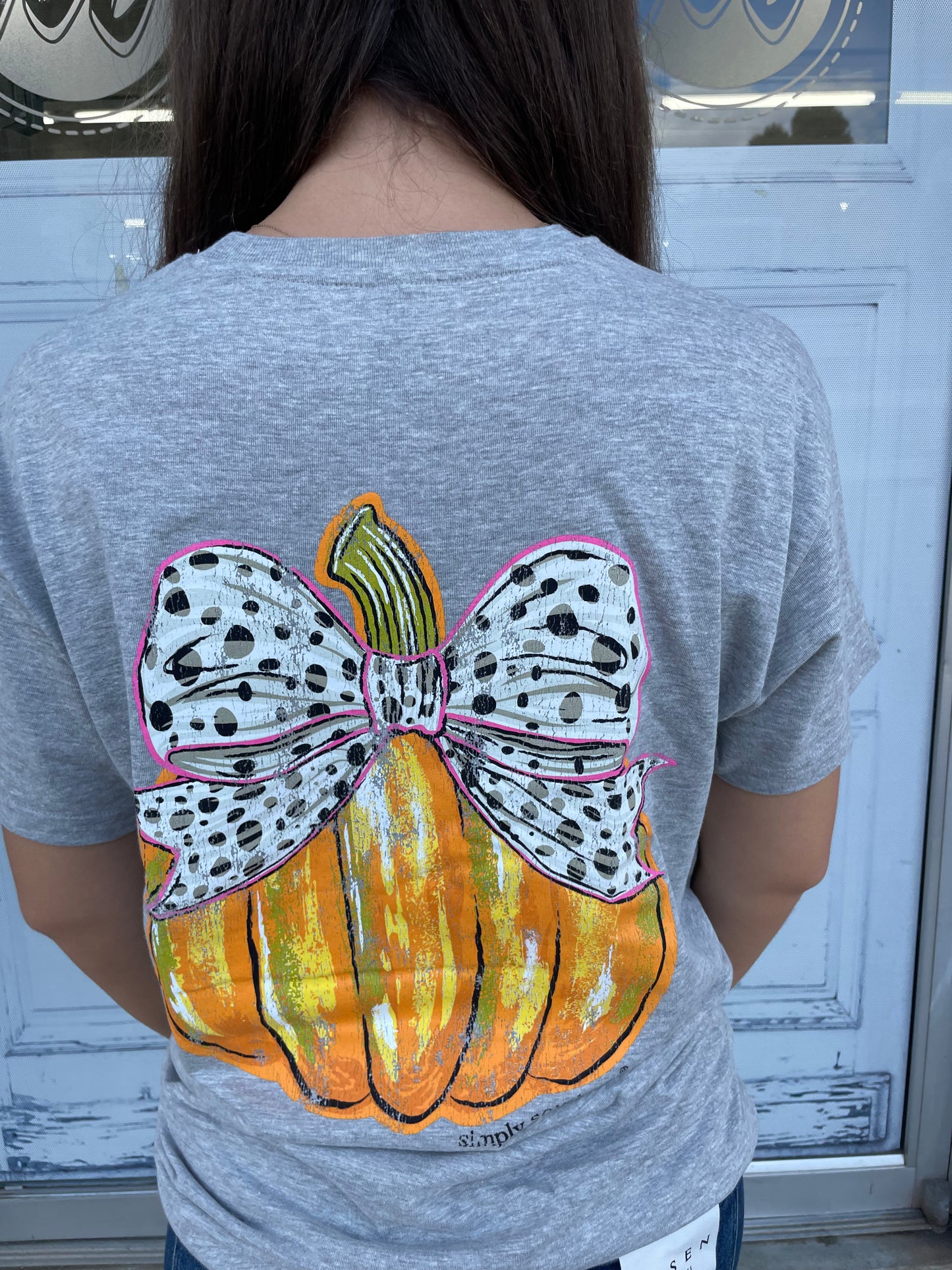 Short Sleeve Bow Pumpkin Tee