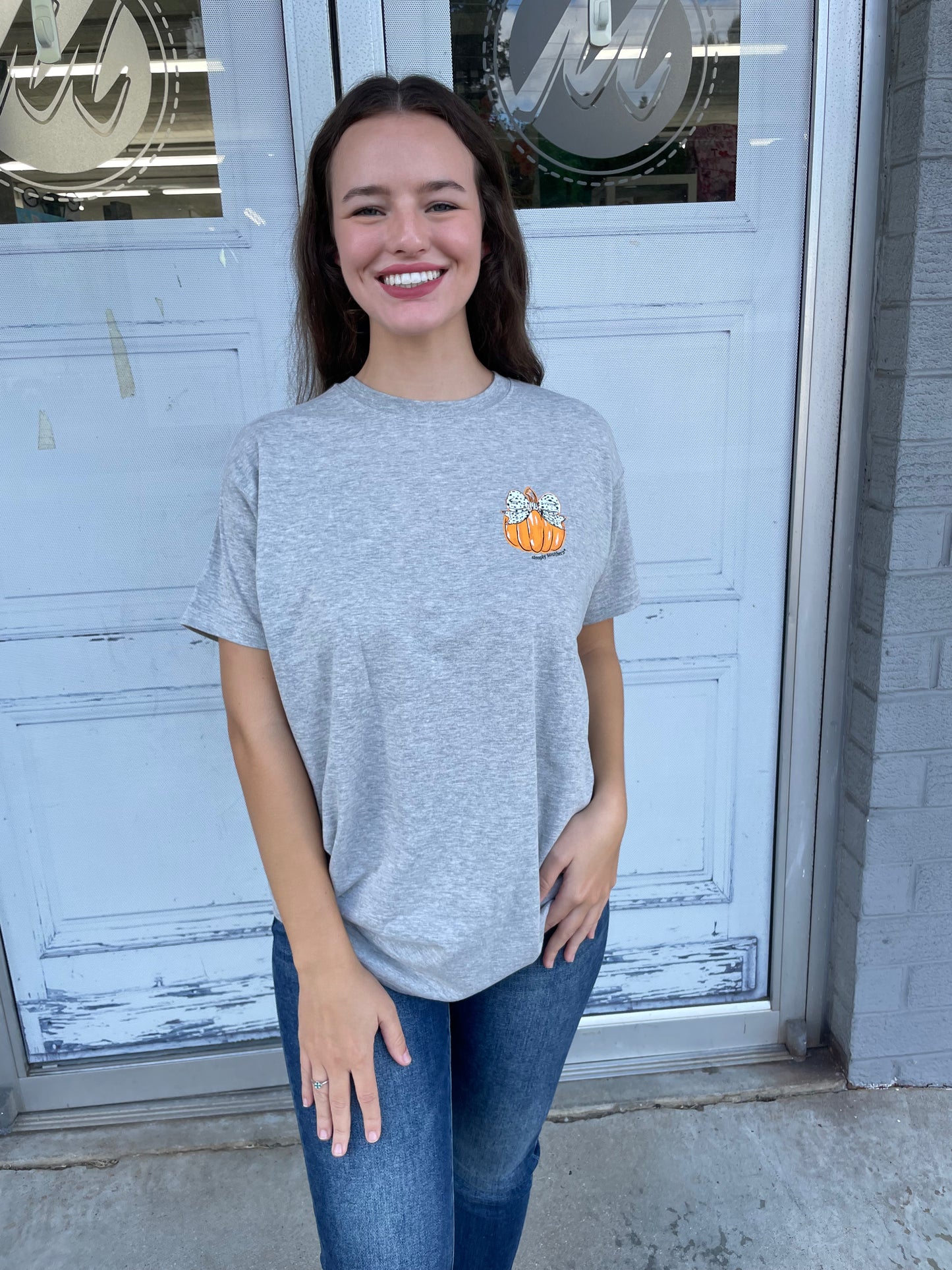 Short Sleeve Bow Pumpkin Tee