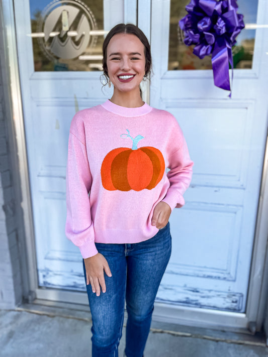 Pumpkin Pink Crew Neck Sweater