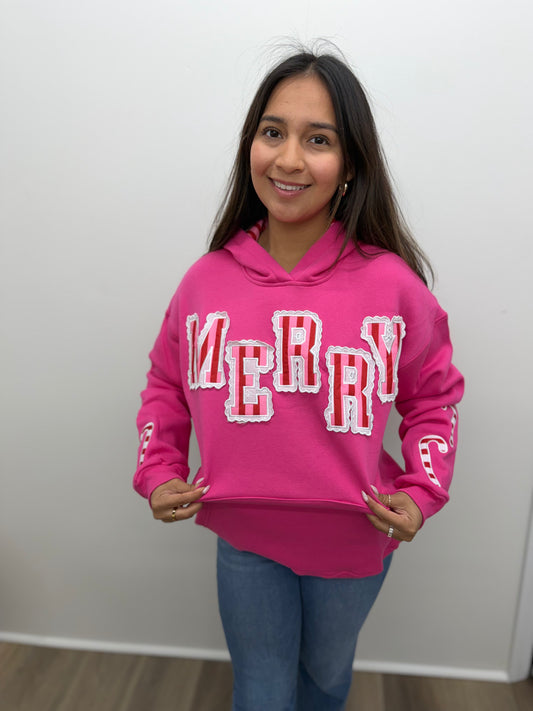 MERRY Applique Holiday Hoodie