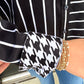 Marina Stripe & Houndstooth Long Sleeve Short Shirt
