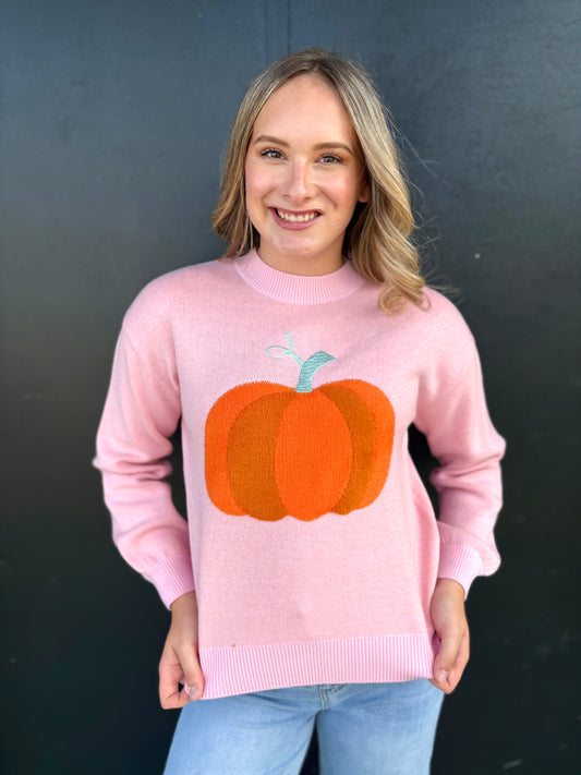 Pumpkin Pink Crew Neck Sweater