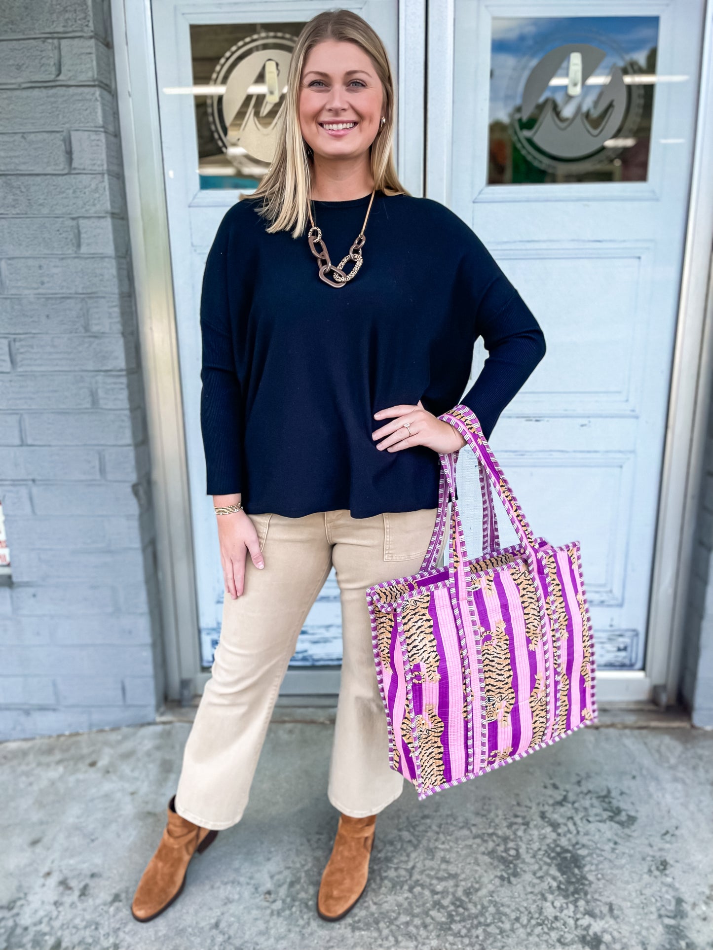 Quilted Tiger Tote Bag