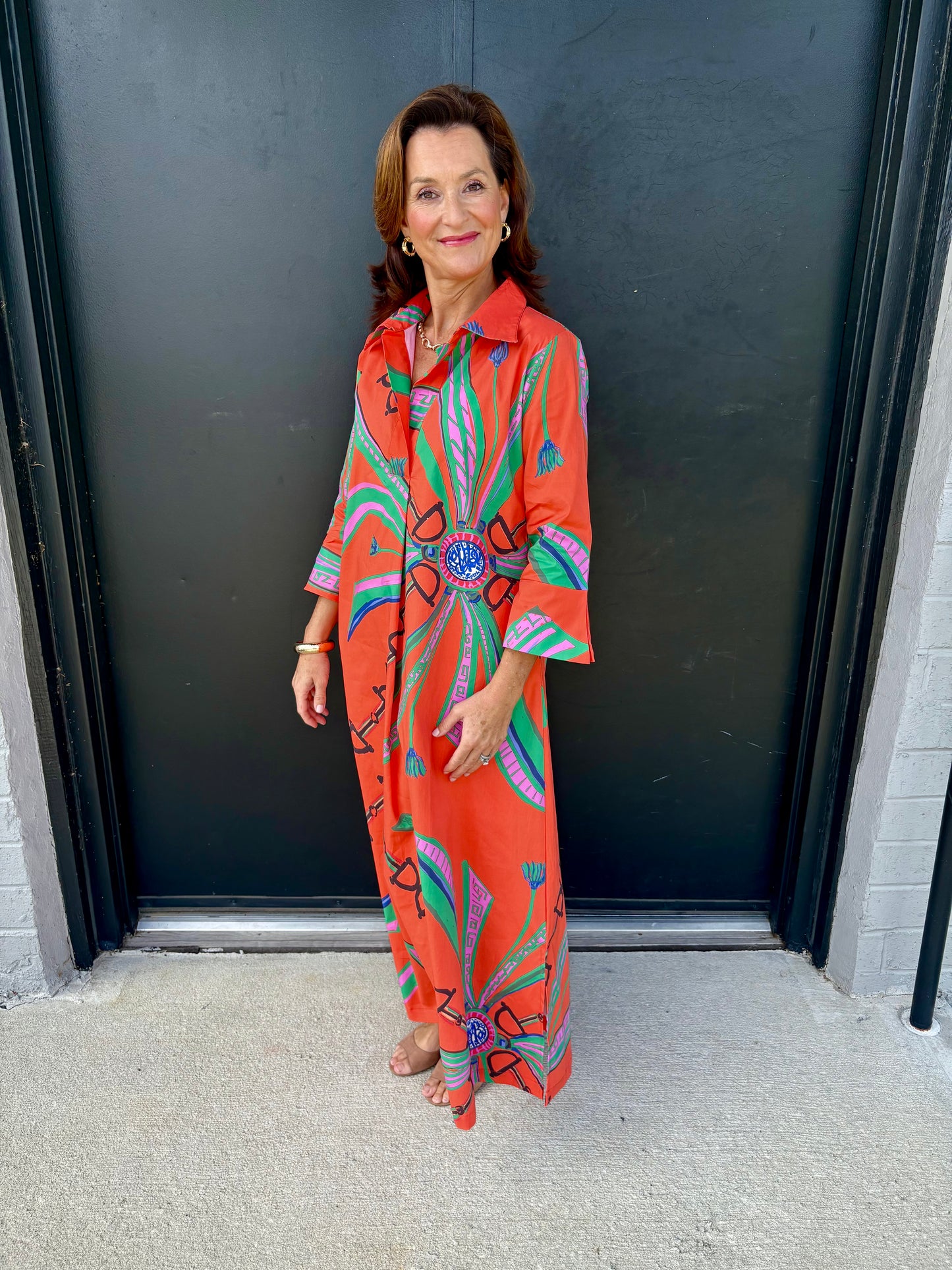 Estate Orange Long Shirt Dress