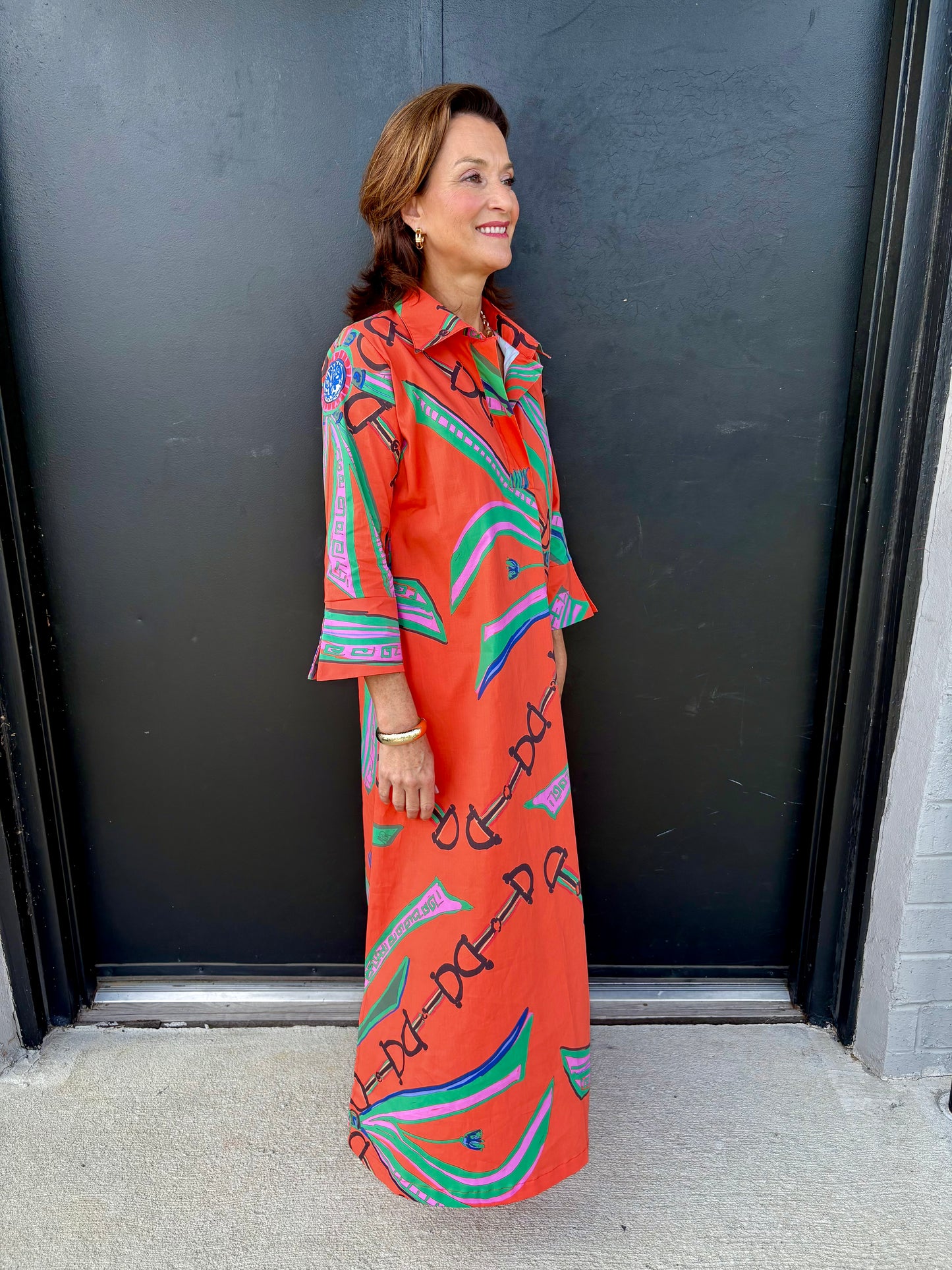 Estate Orange Long Shirt Dress