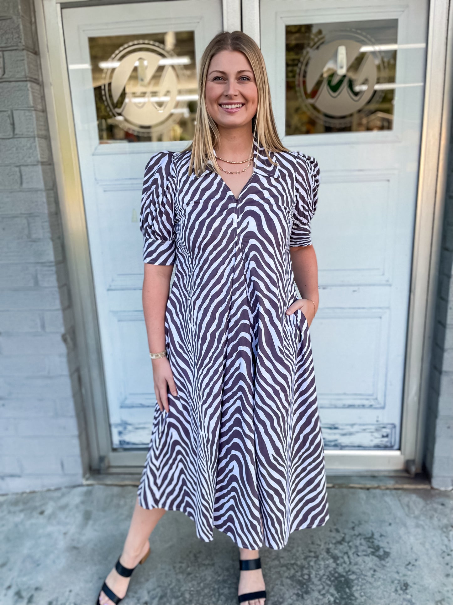 Montauk Chocolate Ivory Tiger Stripes Dress