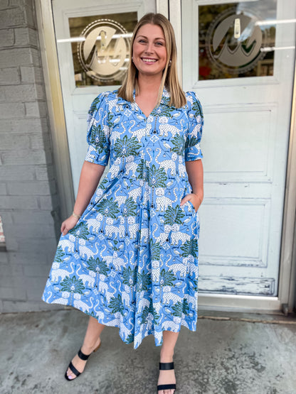 Montauk Blue Cheetah Dress
