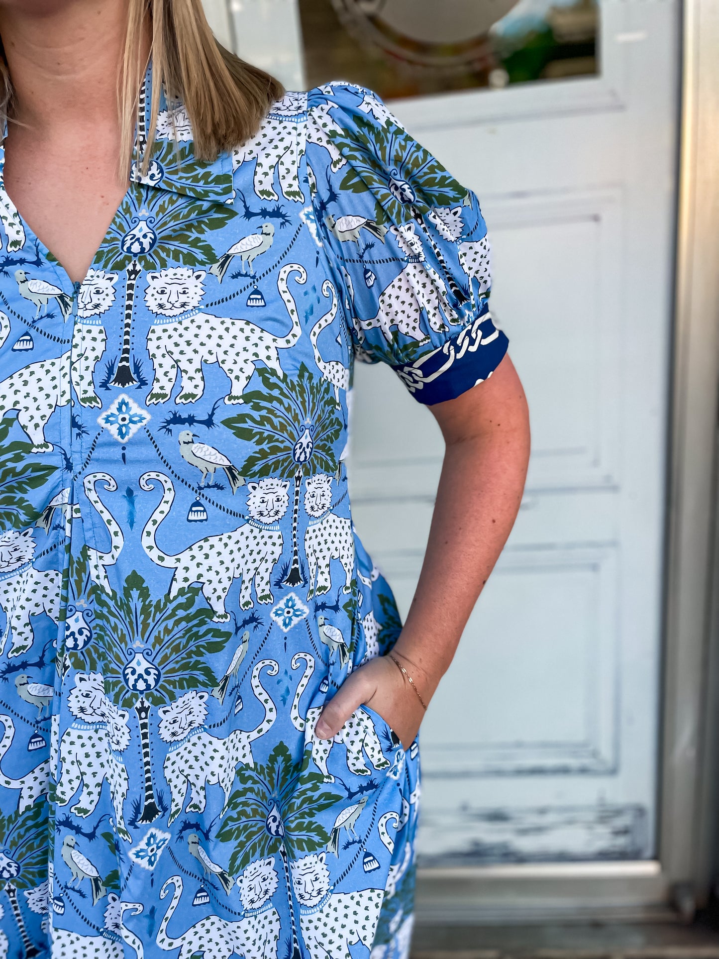 Montauk Blue Cheetah Dress