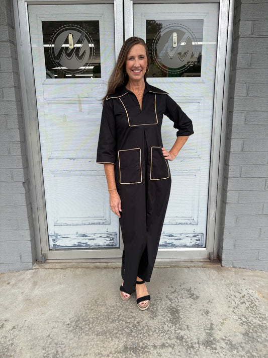 Cassidy Long Black and Camel Dress