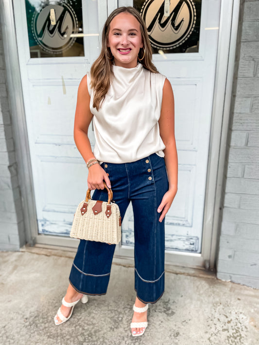 Kaia Wide Leg Denim Pants