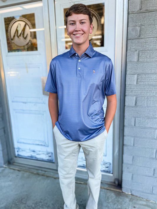 Men's Blue Stone Stripe Polo