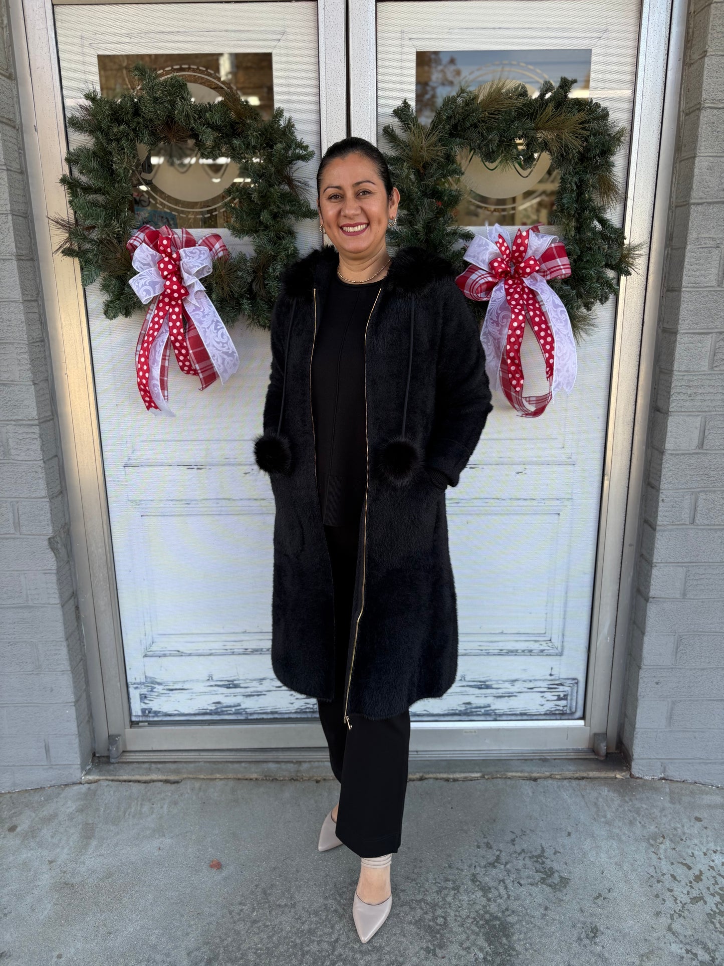 Suraya Brushed Coat with Fur