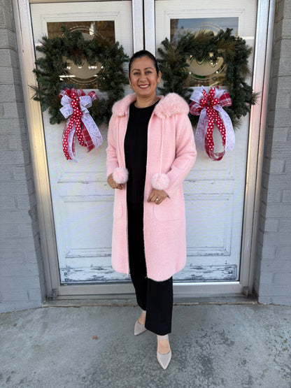 Suraya Brushed Coat with Fur