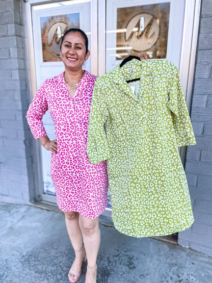 Sloane Tonal Cheetah 3/4 Sleeve Dress