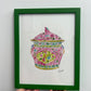 Handpainted Pink Chinoiserie Urn Art Print w/ Frame