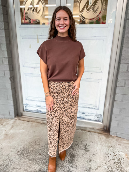 High Rise Front Slit Long Skirt