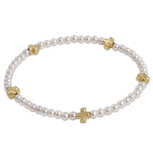 Egirl - Signature Cross Small 3mm Pearl Beaded Bracelet