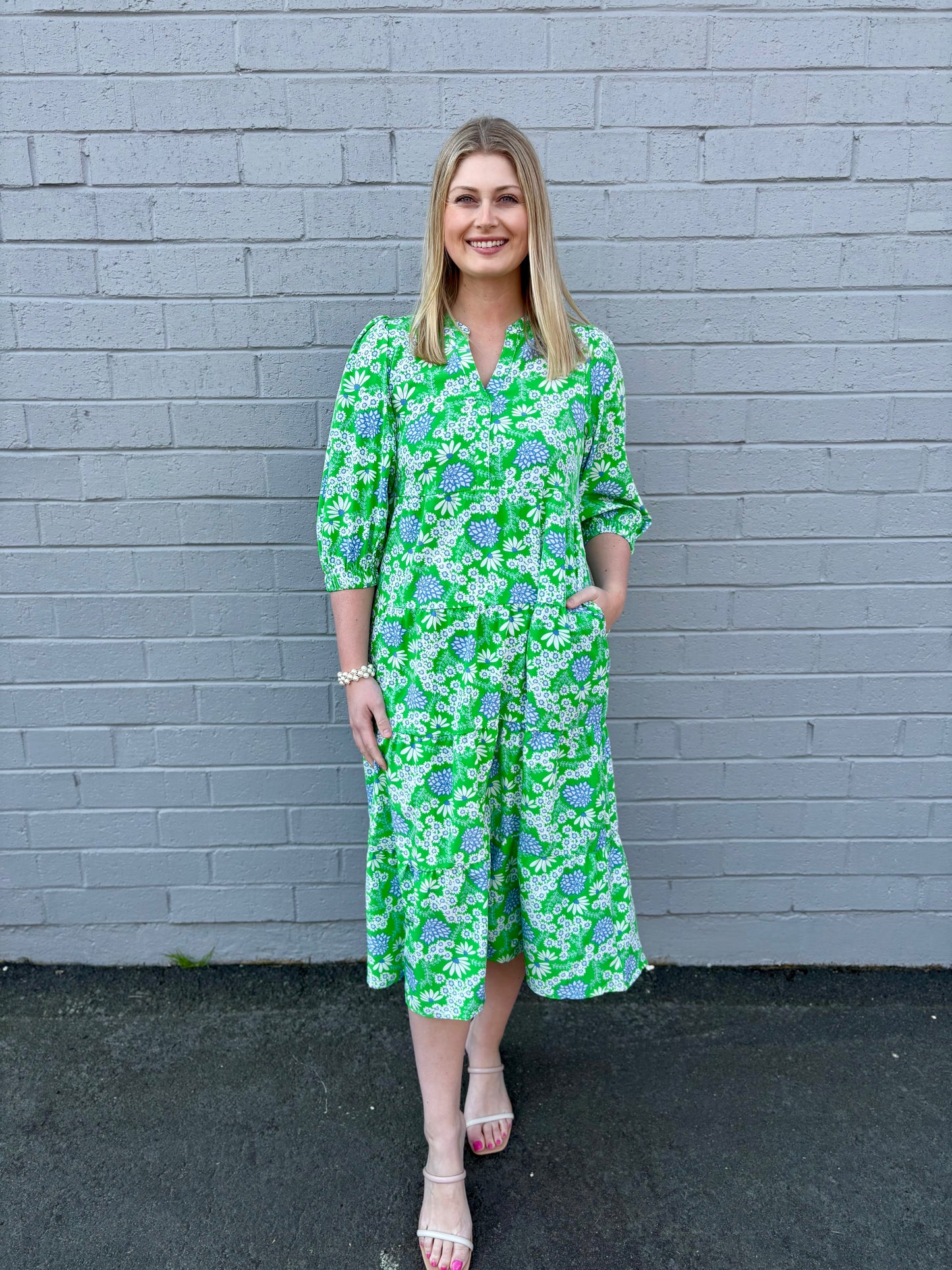 Cameron Daisy Chain Green Dress
