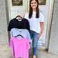 Round neck oversized t-shirt in the color black.