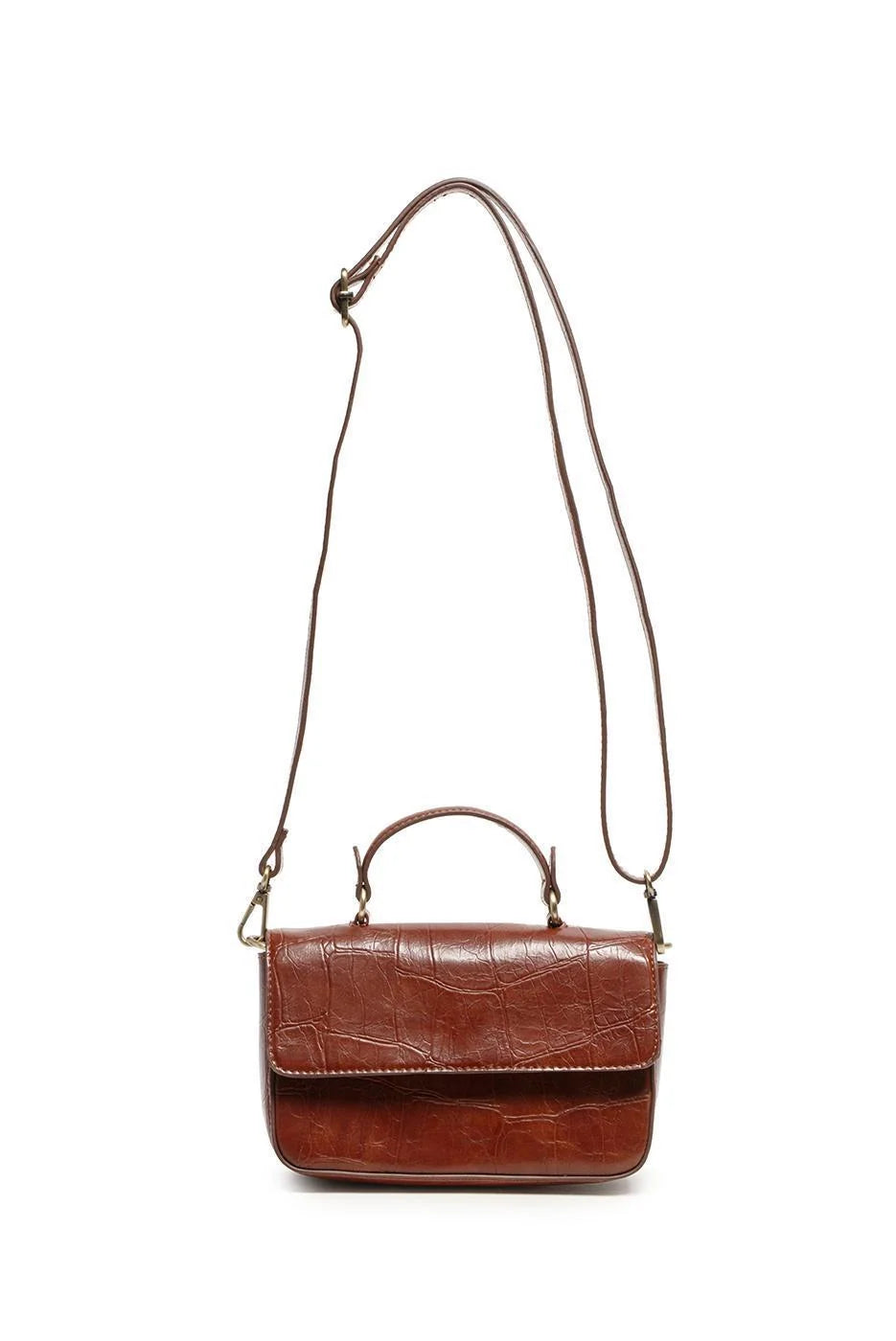 Wilma Faux Croc Mini Flap Top Handle Crossbody