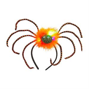 Light up orange, black and brown spider headband 