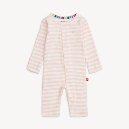 Pink Stripe Organic Cotton Magnetic Convertible Coverall