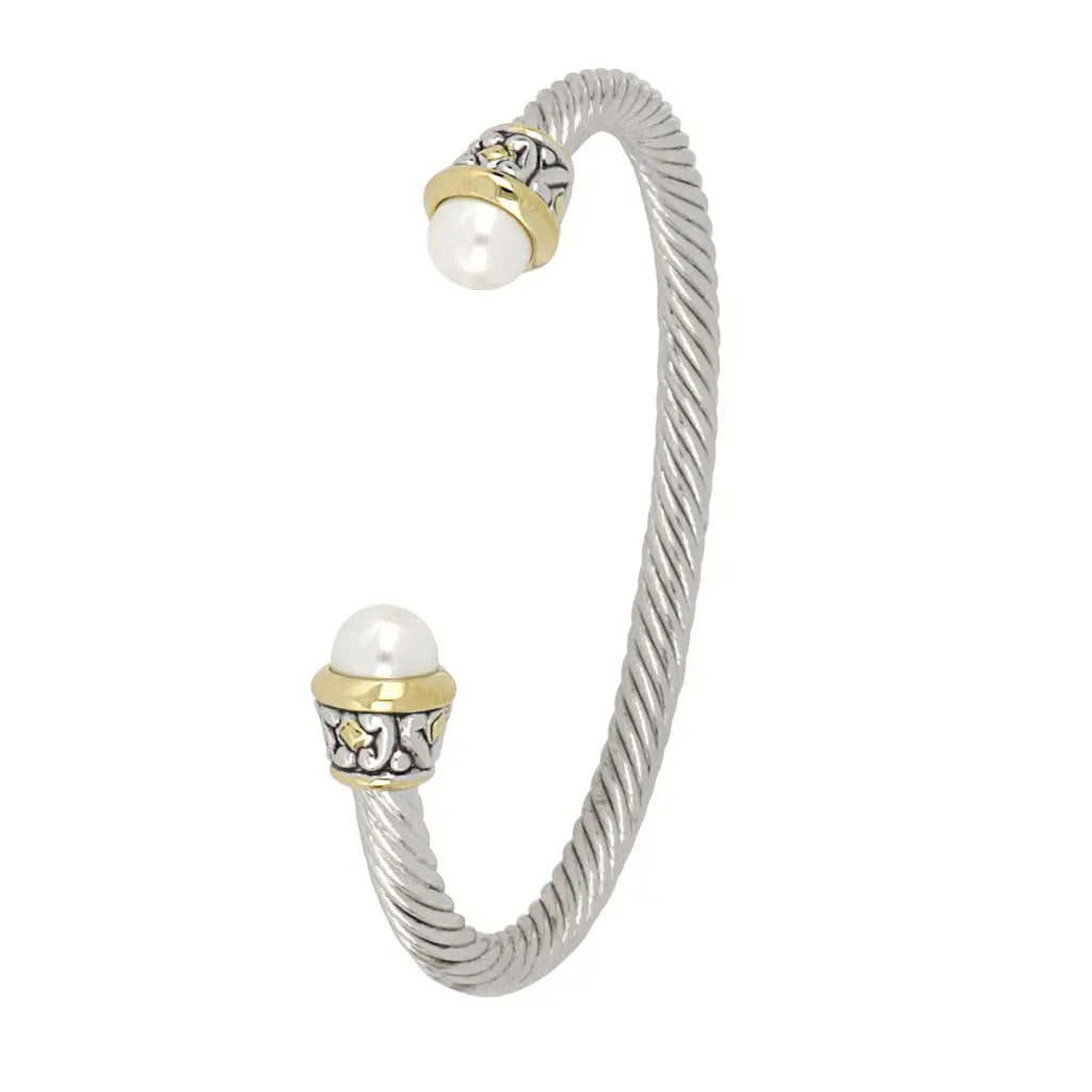 Thin Pearl Wire Cuff Bracelet