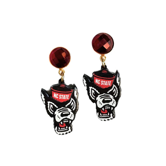 NC State Mini Wolf Logo Earrings