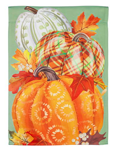 Painted Fall Pumpkins Garden Suede Flag