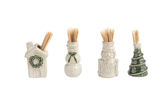White Christmas Toothpick Caddy Sets