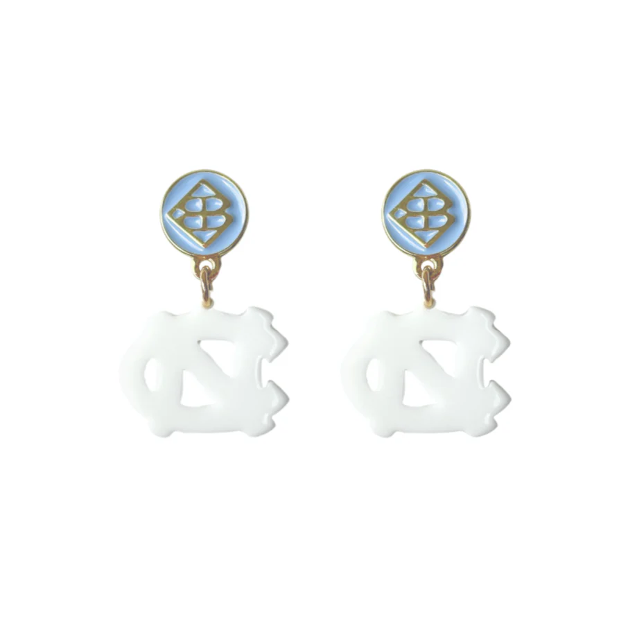 North Carolina Mini White Logo Earrings