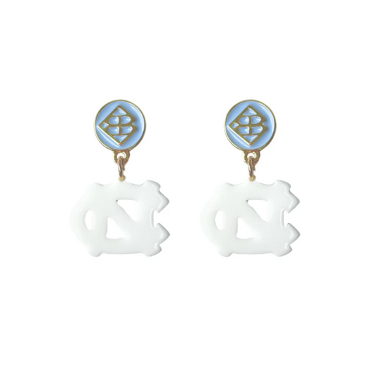 North Carolina Mini White Logo Earrings