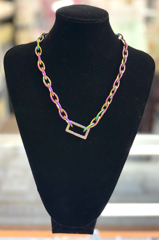 Dazzling Rectangle Clip Necklace