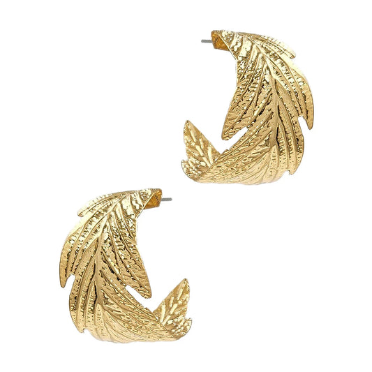 Thin Leaf Textured Hoop