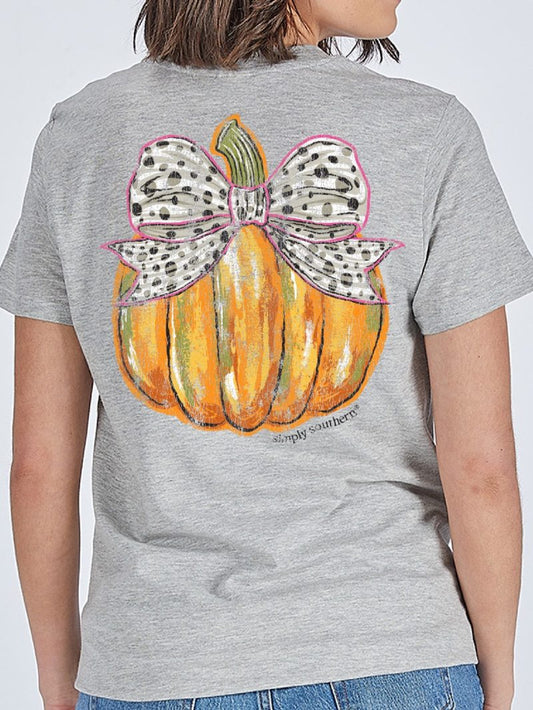 Short Sleeve Bow Pumpkin Tee