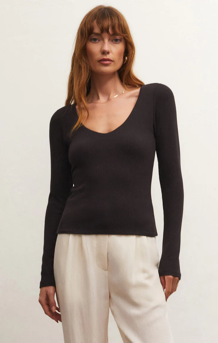 Aden V-Neck Rib Top