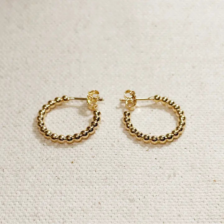 18k Gold Filled Beaded C-Hoop Earrings