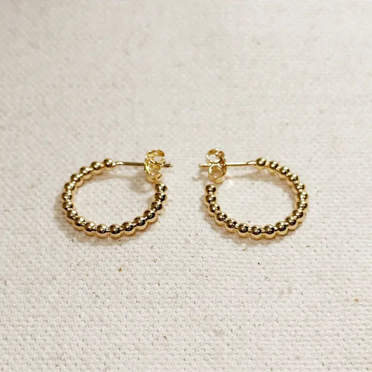 18k Gold Filled Beaded C-Hoop Earrings