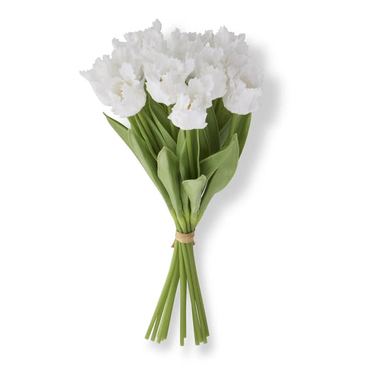13 Inch White Real Touch Parrot Tulip Bundle