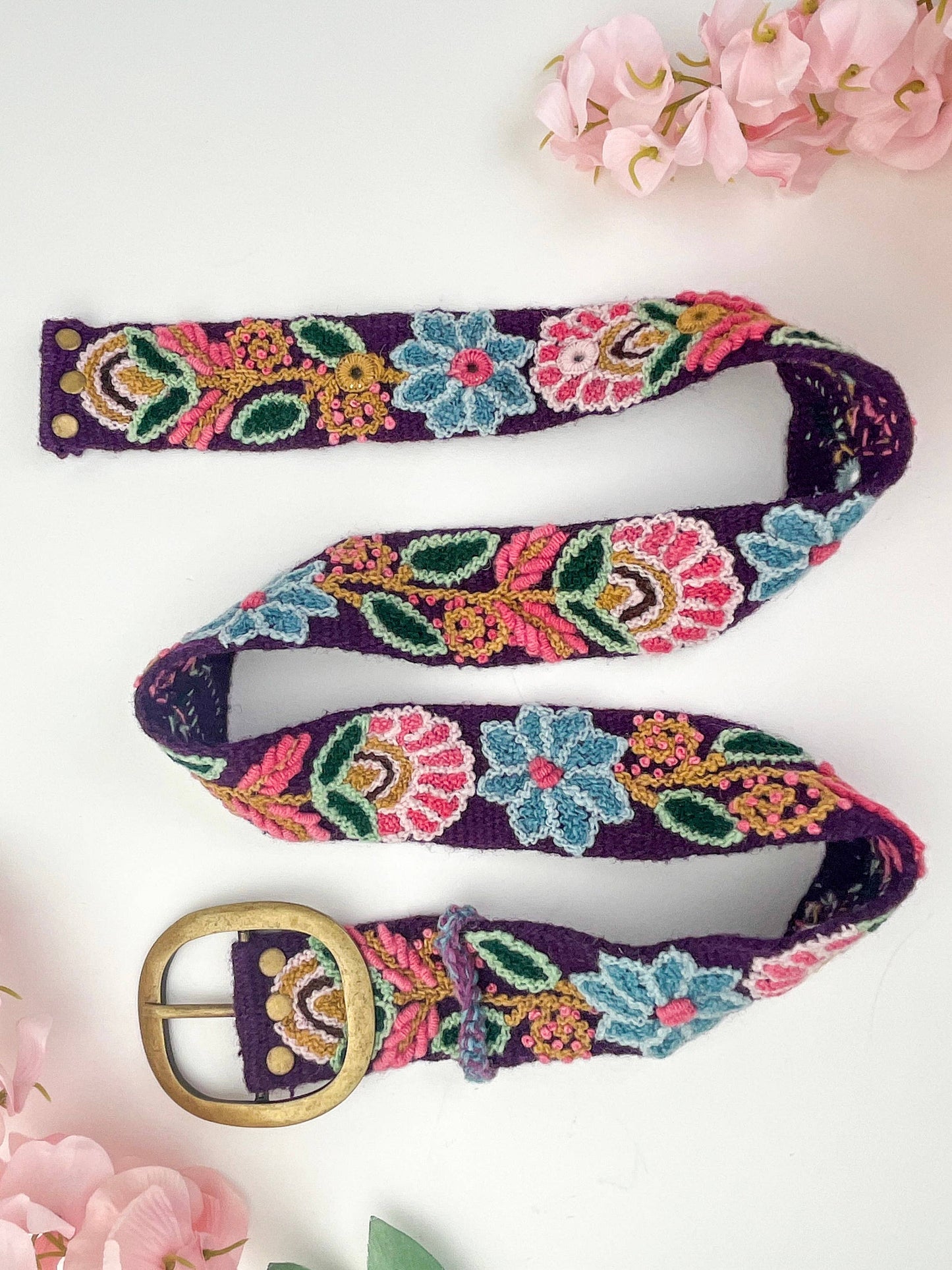 Plum Anabel Wide Embroidered Belt