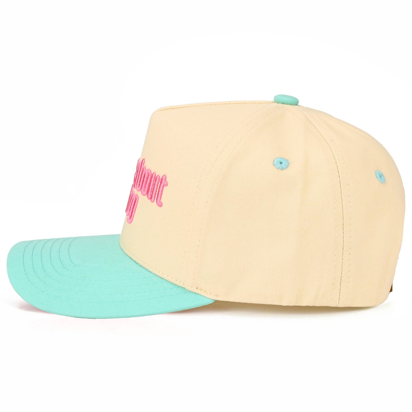 ASK ME ABOUT MY DOG Letter on Two Tone Trucker Hat