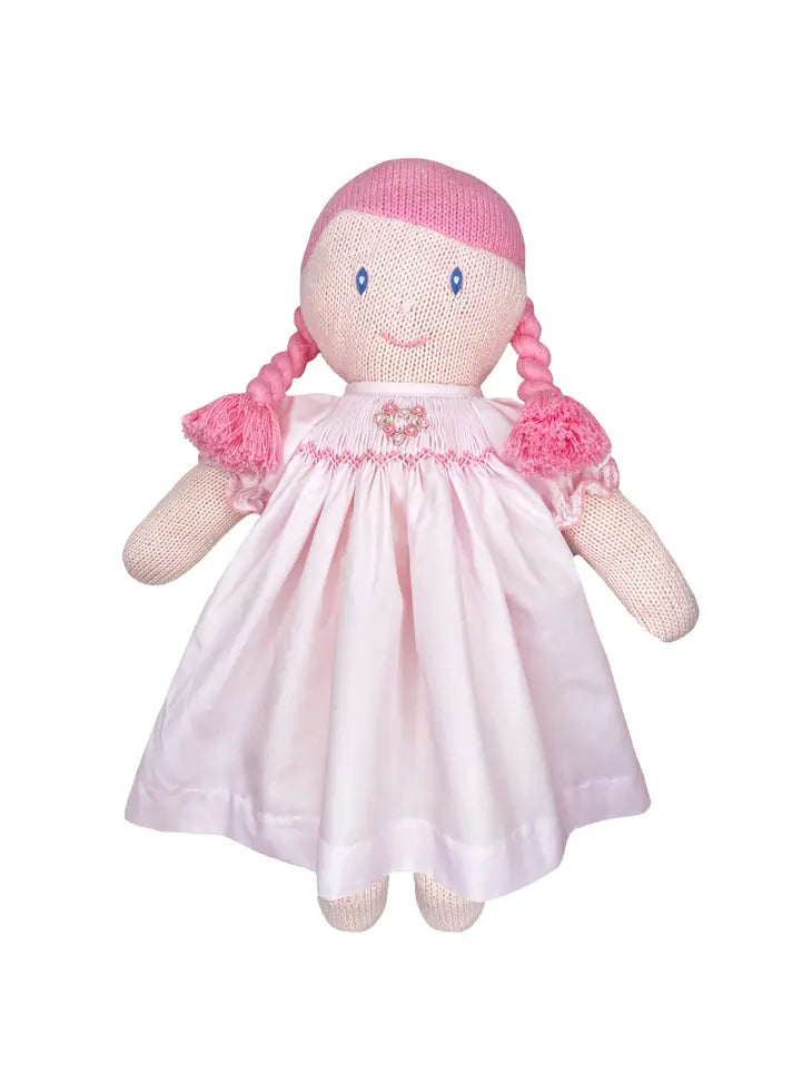 Knit Girl Doll w/ Pink Smocked Dress