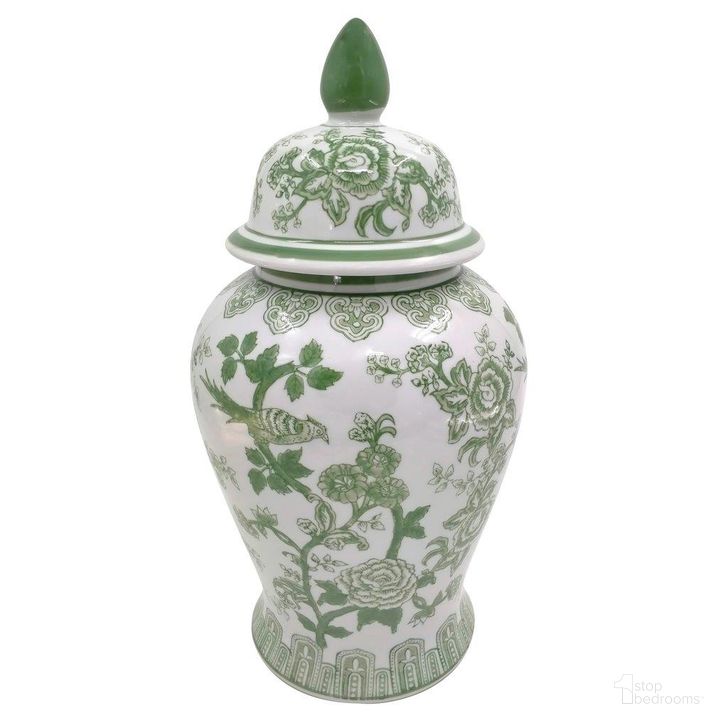 18" Green Temple Jar