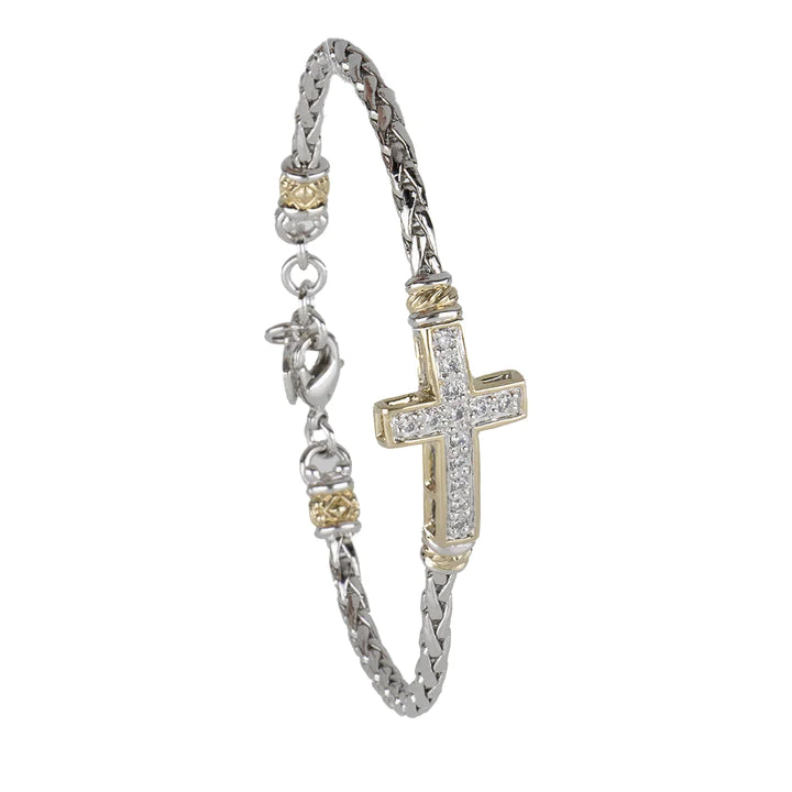 Petite Pavé Cross Single Strand Bracelet