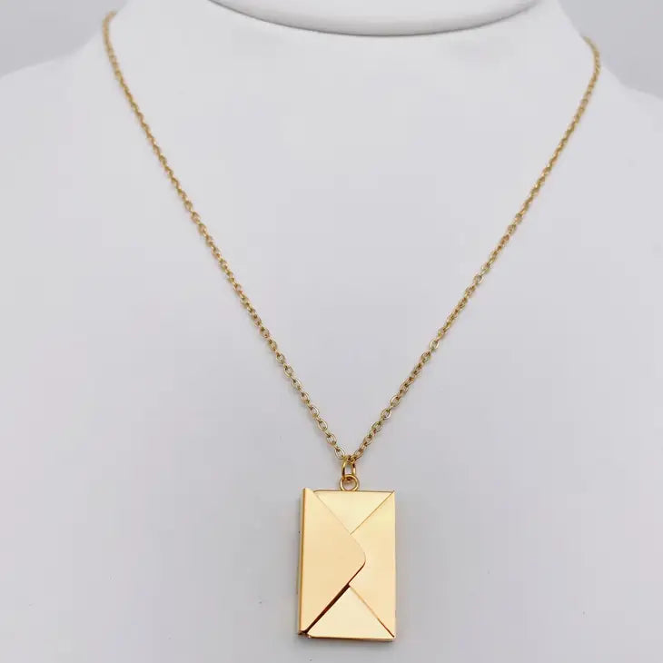 Stainless Steel Openable Envelope Necklace