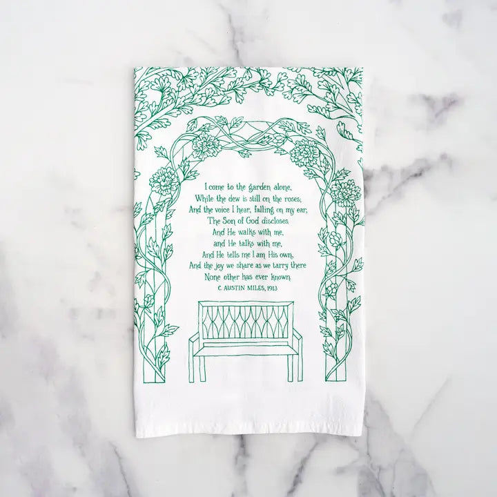 In the Garden Gospel Song Hymn Tea Towel