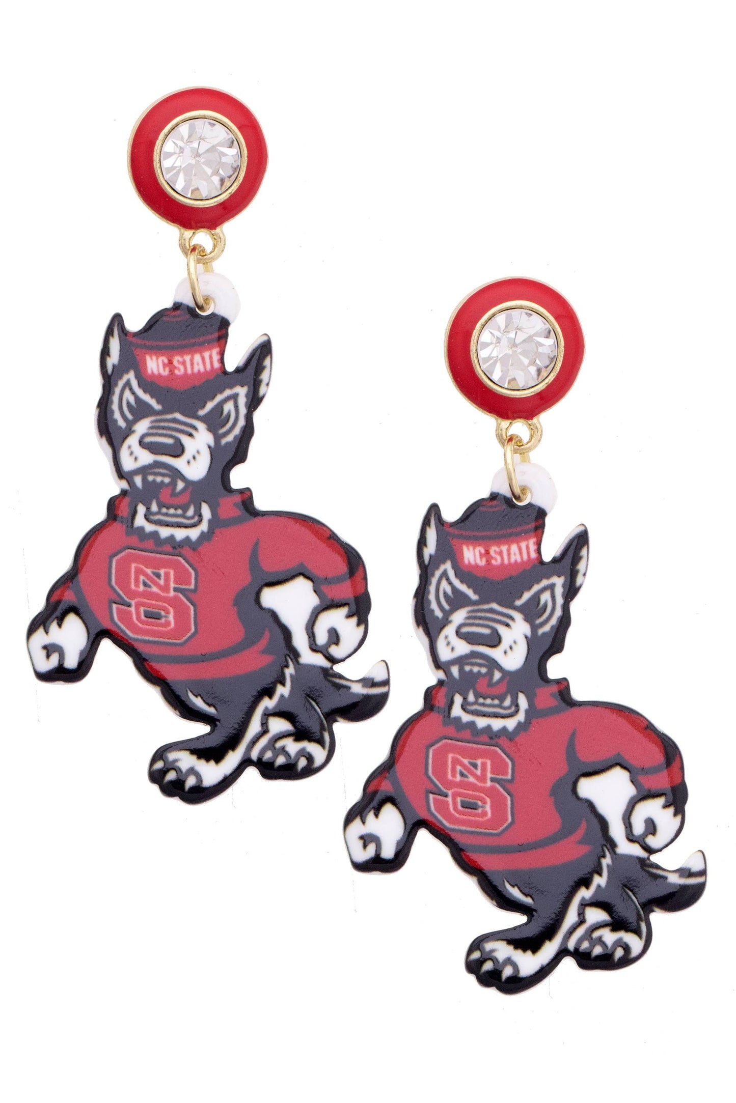 North Carolina State Wolfpack Resin Mascot Earrings